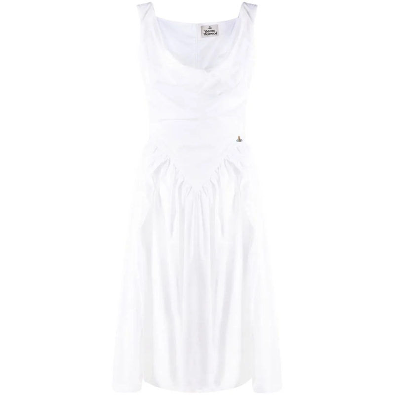 Vivienne Westwood Midikleid Draped Midi Dress With Fitted Bodice And Gathered  White