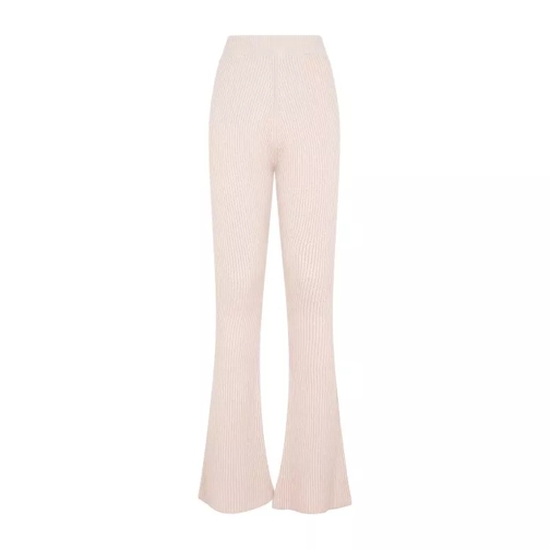 Peserico Flare Knit Rib Nude Fleece Wool Pant Neutrals 