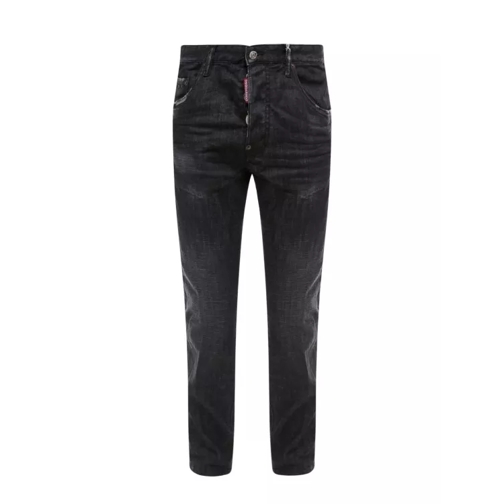 Dsquared2 Stretch Cotton Trouser With Terry Fabric Logo Patc Black Jeans