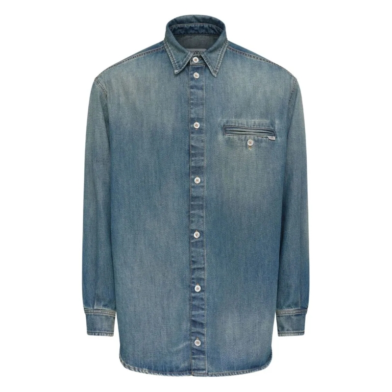 MM6 Maison Margiela Hemd Denim Shirt With Vintage Wash Blue