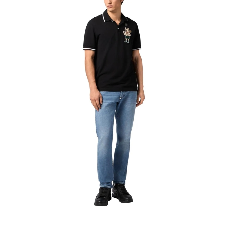 Philipp Plein T-Shirt Polo T-Shirt New York Tennis Patch schwarz(Image 2)