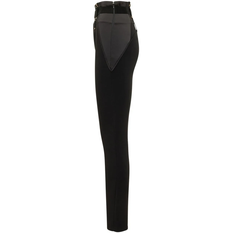 Elisabetta Franchi Hose Pantalone a Vita Alta con Cintura e Dettagli Metal schwarz(Image 3)