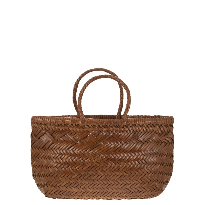 DRAGON DIFFUSION Tote Triple Jump Small - Woven Leather Bag Brown