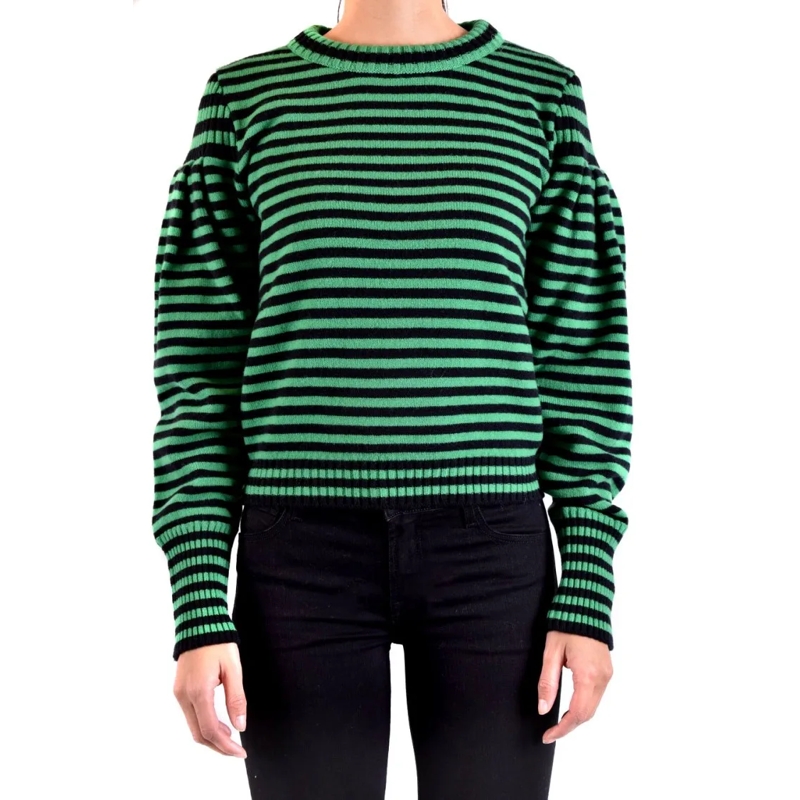 Philosophy Di Lorenzo Serafini Pullover Multicolor Striped Sweater With Puffed Sleeves Black