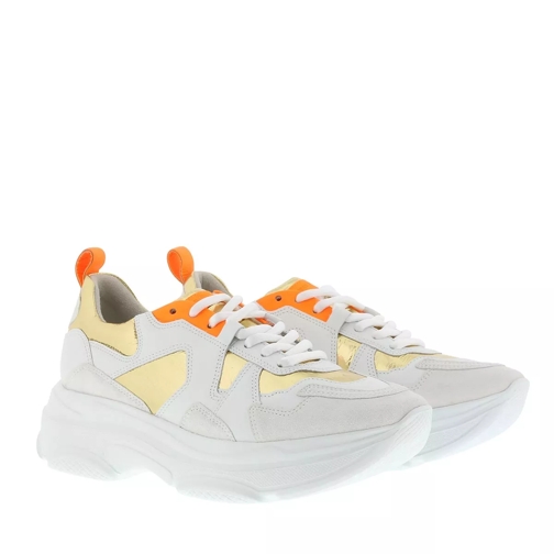 Kennel & Schmenger Sneaker Leather White/Gold/Neon Orange    scarpa da ginnastica bassa