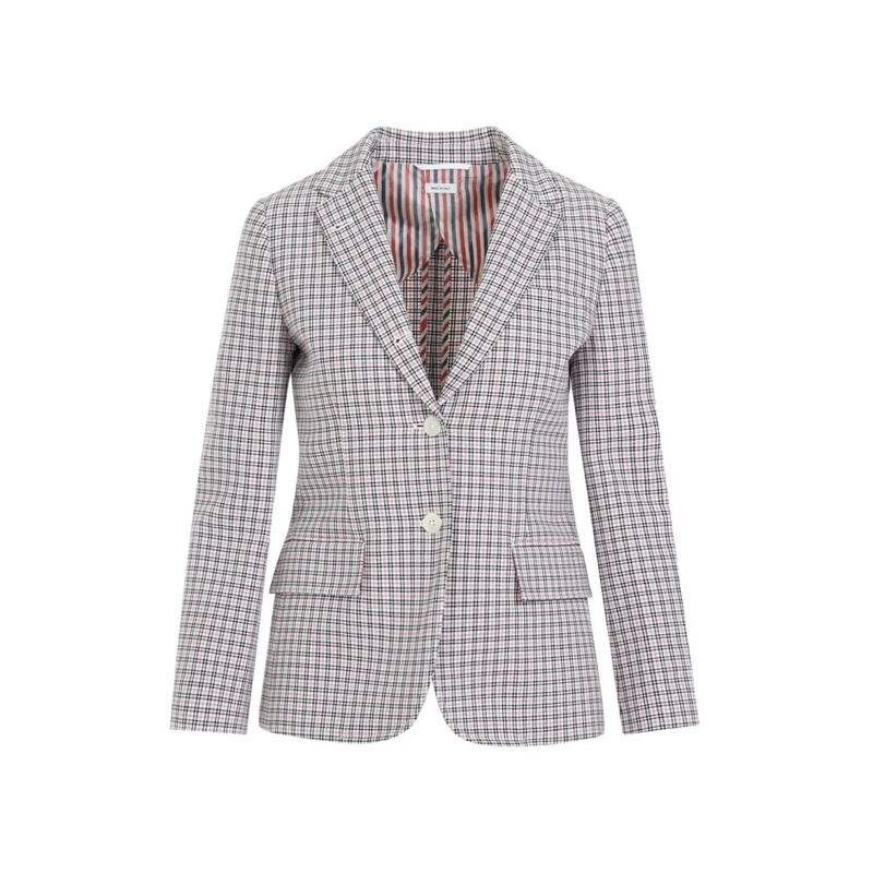 Thom Browne Blazer Small Check White Cotton Jacket White