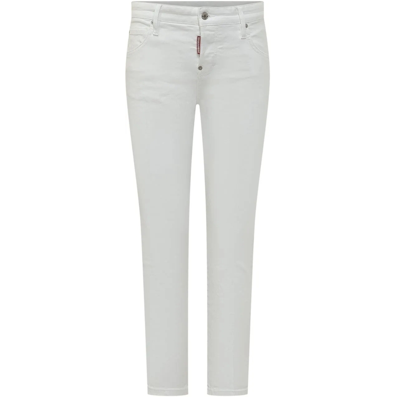 Dsquared2 Slim-Fit-Jeans Jeans Teddy Cinque Tasche con Chiusura a Bottone e weiß