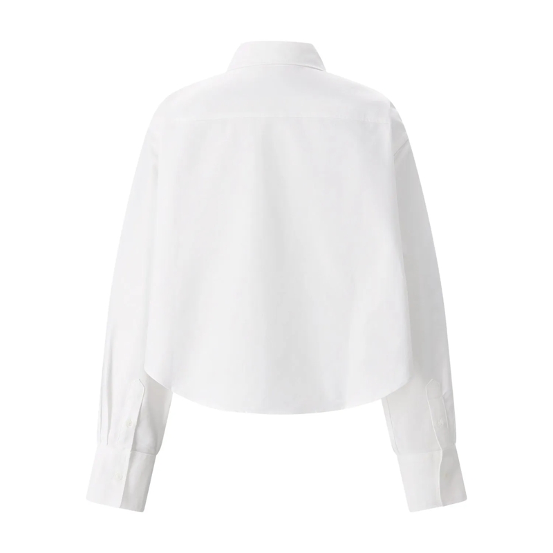 AMI Paris Bluse Cropped Shirt Oxford White(Image 6)