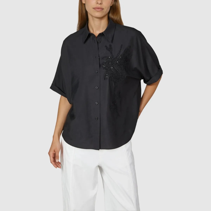 Marc Aurel Bluse Kurzarmbluse schwarz(Image 3)