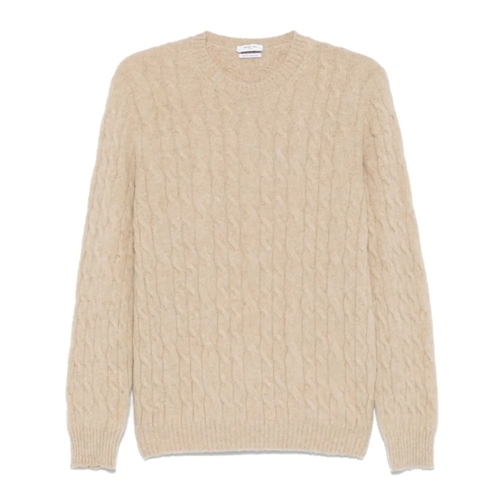 Boglioli Pull Light Beige Cable Knit Sweater Brown