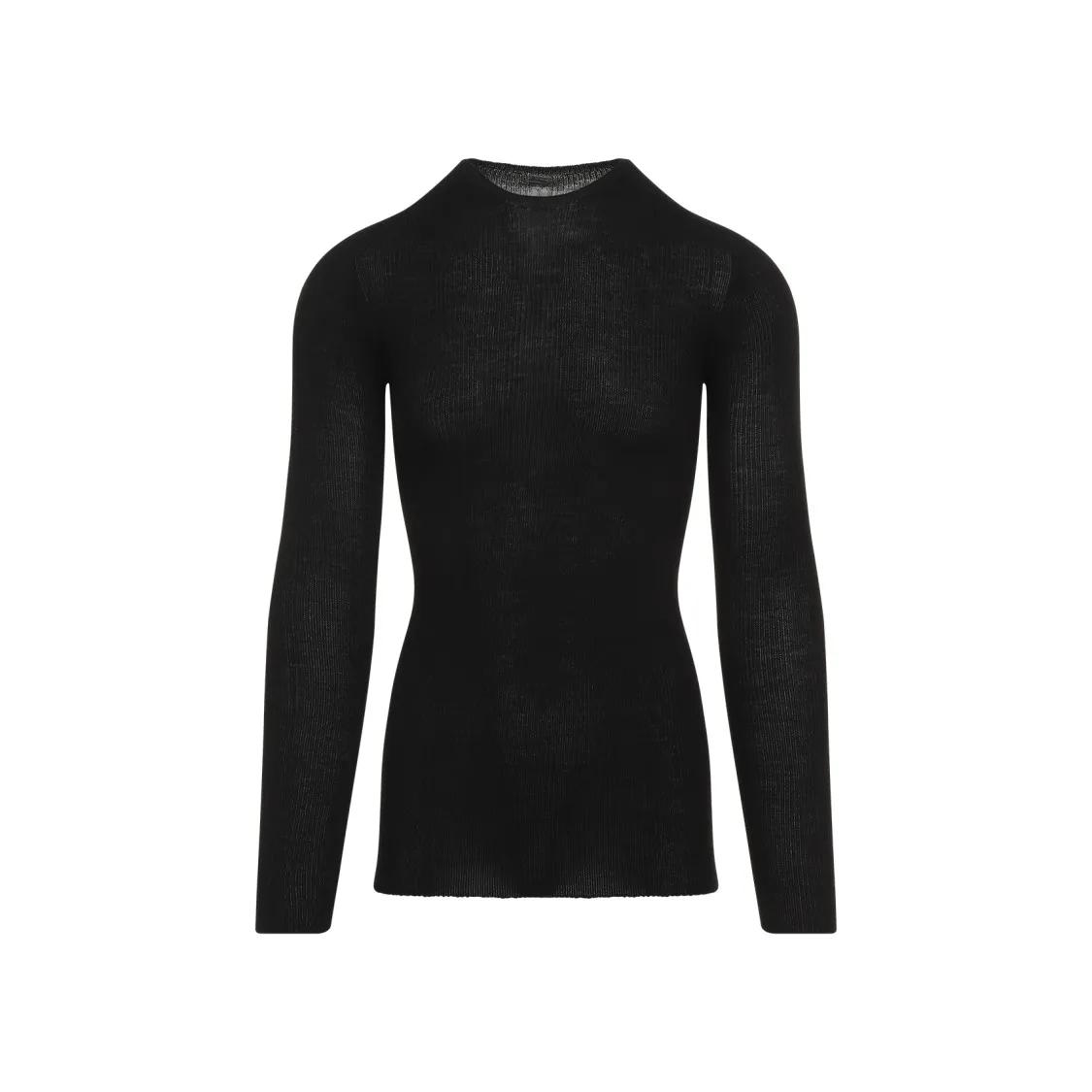 Rick Owens - Ribbed Round Neck Ls T-Shirt - Größe M - schwarz