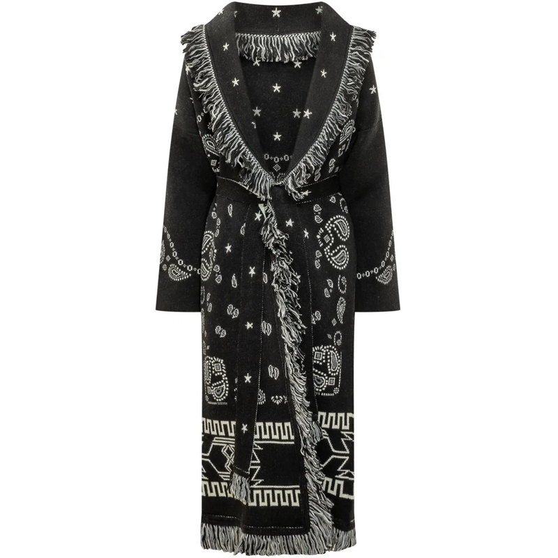 Alanui Trenchcoat Cappotto Bandana con Frange schwarz