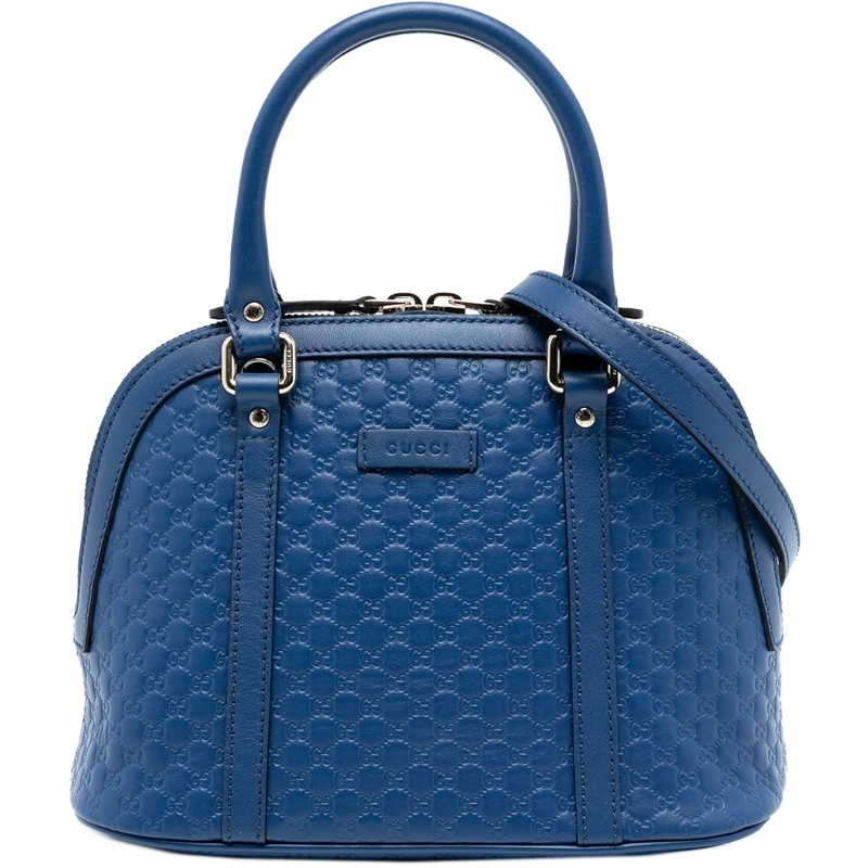 Gucci Schultertasche Mini Microguccissima Dome Satchel blau