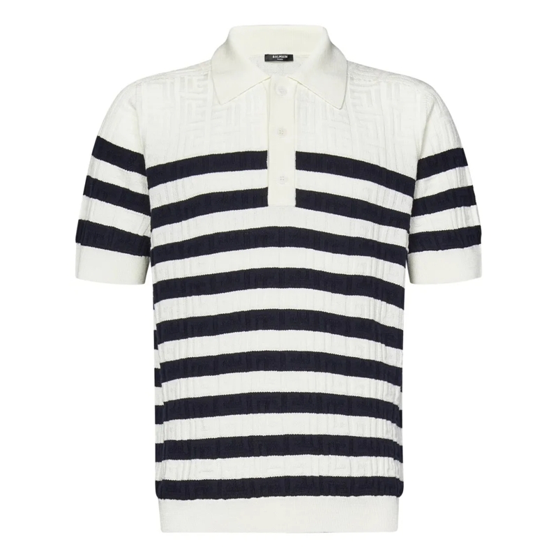 Balmain Polohemd White Wool Polo Shirt White
