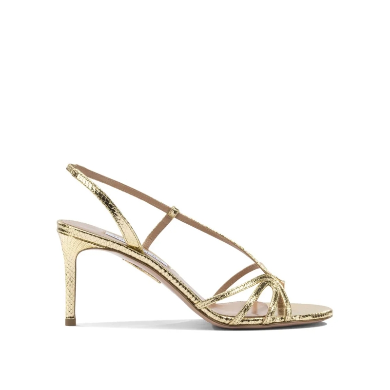 Aquazzura Sandalen 75Mm Snake-Effect Leather Heeled Sandals With Slin Neutrals