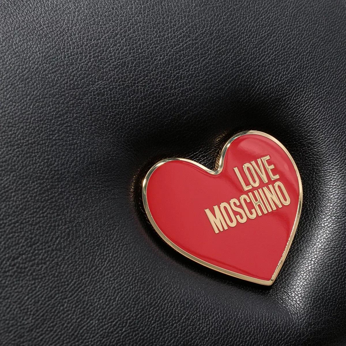 Love Moschino Zwarte tas met logo plaat en gouden details Black Dames