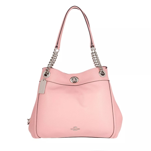 Coach Edie Polished Leather Turnlock Shoulder Bag Peony Tote