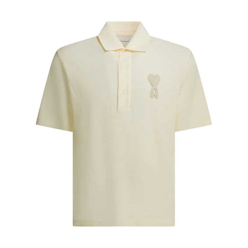 AMI Paris Polohemd Minimalist Short-Sleeve Polo Shirt With Heart Embl Neutrals