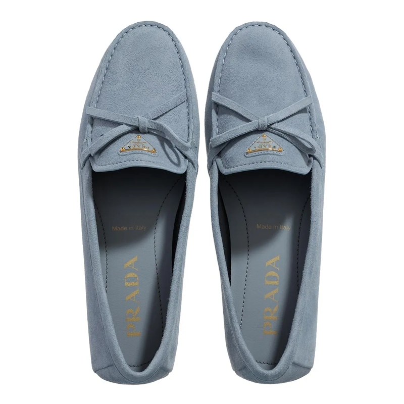 Prada Driver Enamel Logo Suede Driving Shoes Astrale(Image 5)
