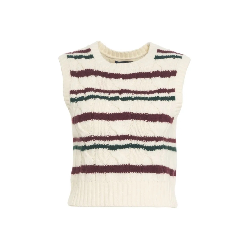 Polo Ralph Lauren Pullover Cable Knit Vest With Ribbed Hem Neutrals