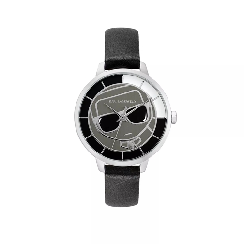 Karl Lagerfeld Ikonik Silhouette Watch Black Leather Strap Silver Dresswatch