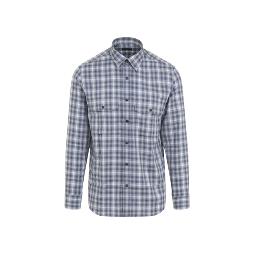 Brioni Blue Cotton Shirt Blue Hemden