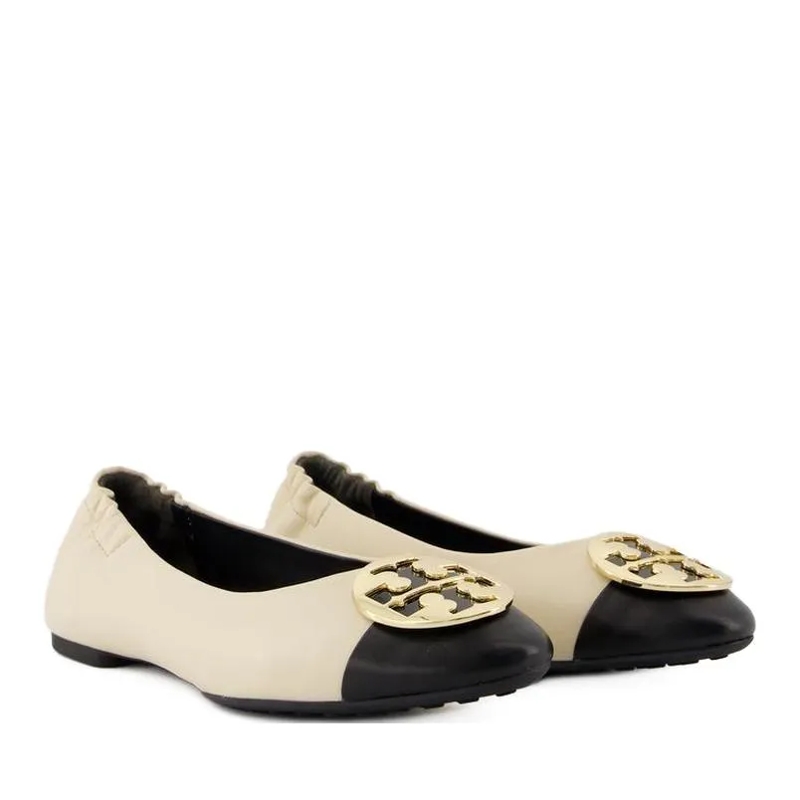 Tory Burch Balletschoenen Claire Cap-Toe Ballerinas - Leather - Cream Neutrals