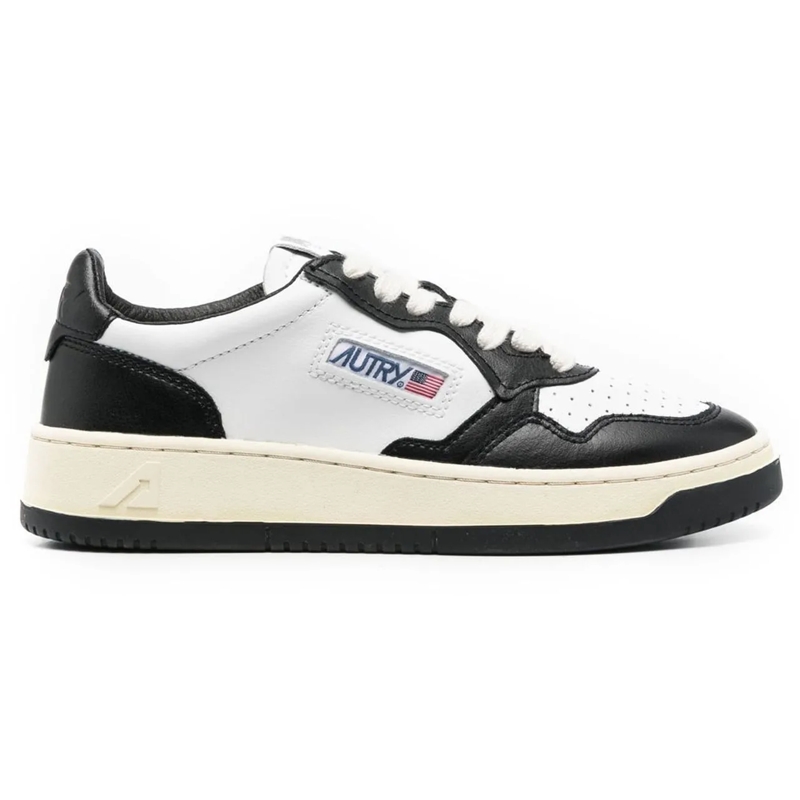 Autry International Low-Top-Sneaker Medalist' White And Black Low Top Sneakers White