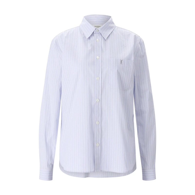 Saint Laurent Bluse Hemdbluse mit Logo blau