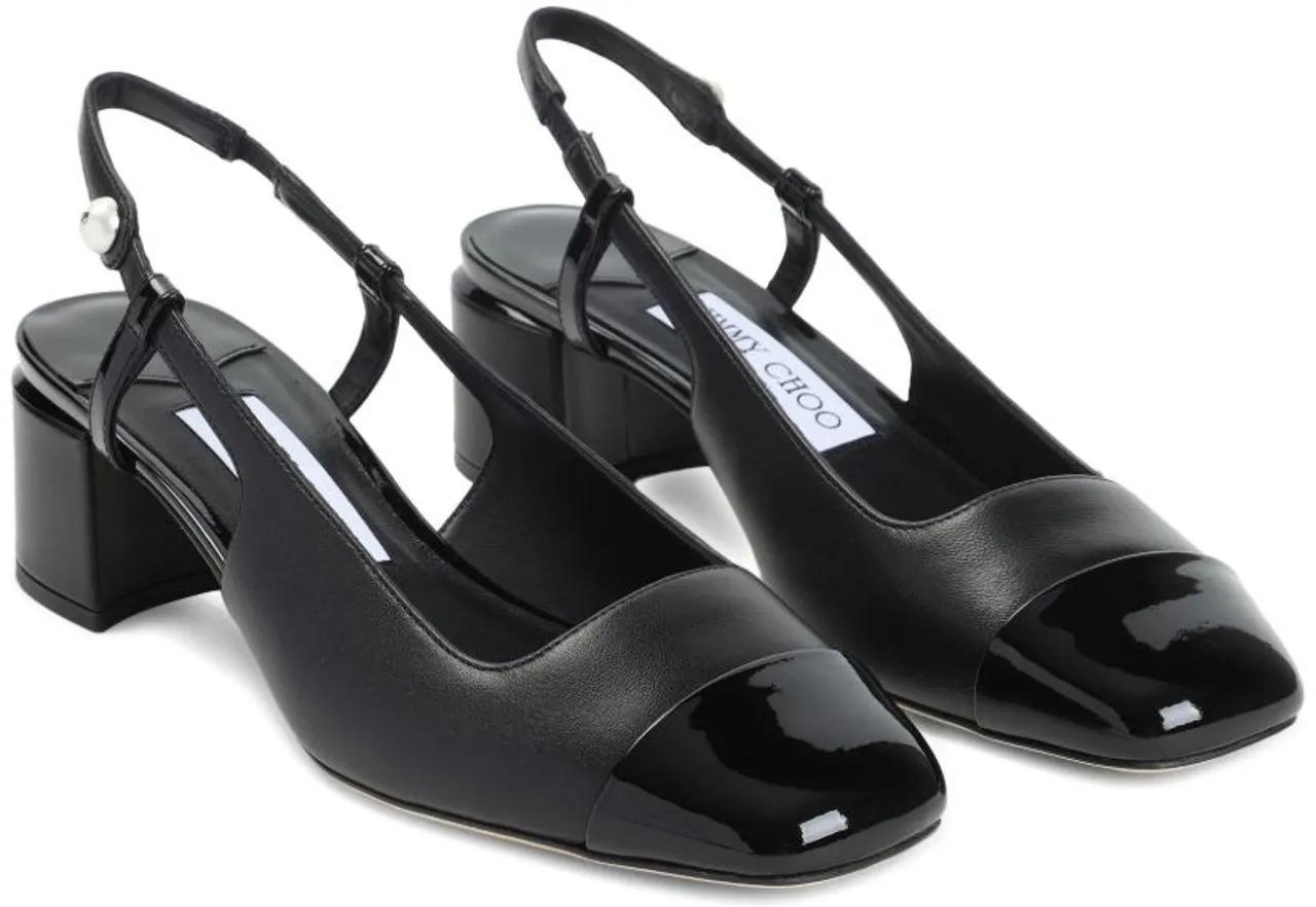 Thumbnail - Jimmy Choo Hohe Schuhe - Patent Leather Pumps With Slingback And Decorative - Gr. 39,5 (EU) - in Schwarz - für Damen