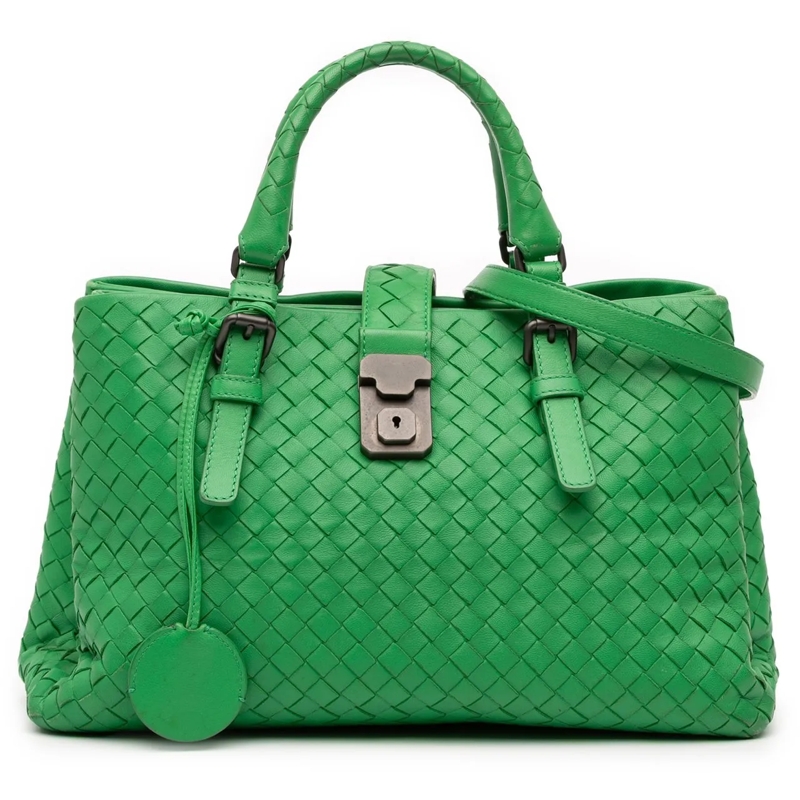 Bottega Veneta Sac à bandoulière Small Nappa Intrecciato Roma Satchel grün
