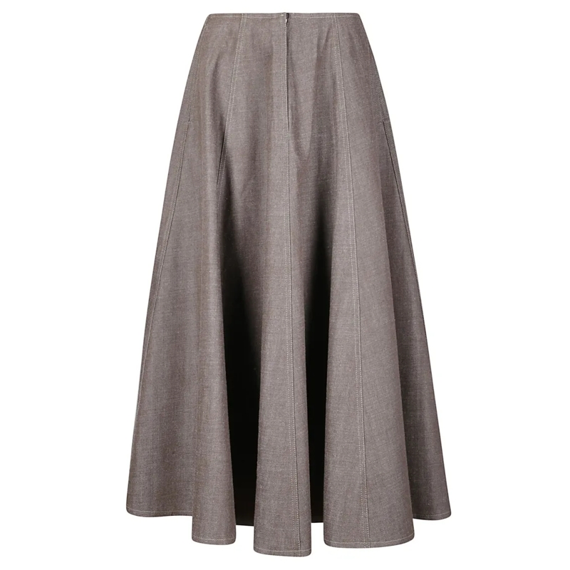 JEJIA Midirok Structured Half-Circle Midi Skirt With Front Zip C Brown