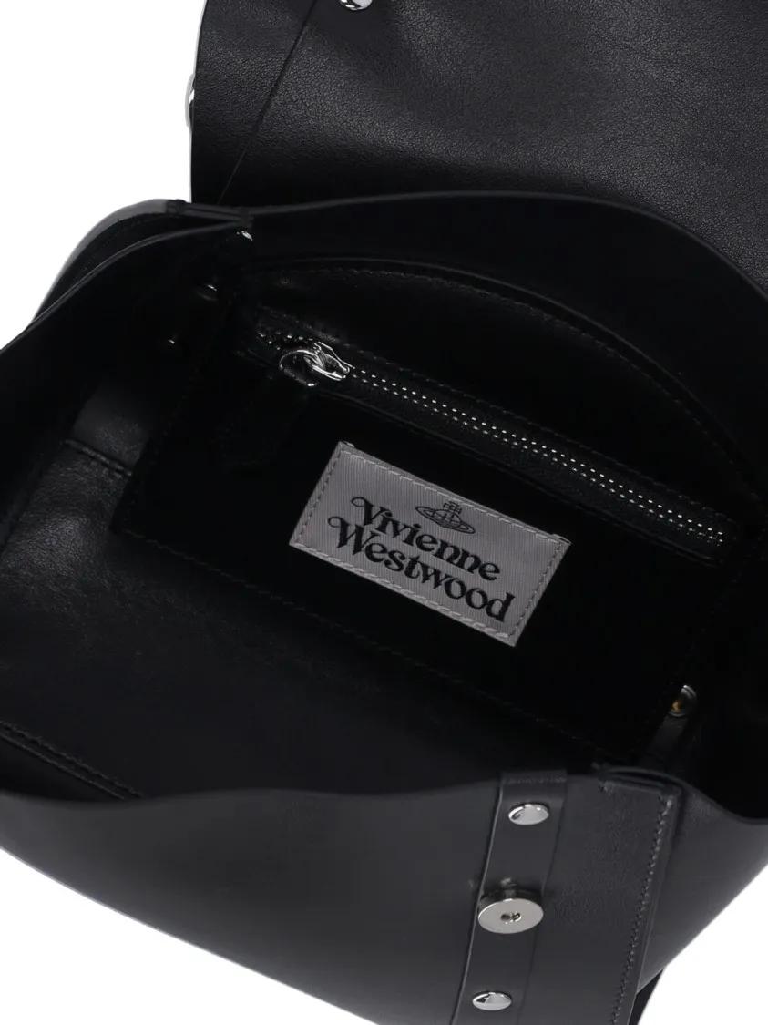 Vivienne Westwood Crossbody bags Structured Black Handbag With Iconic Logo Detail in zwart