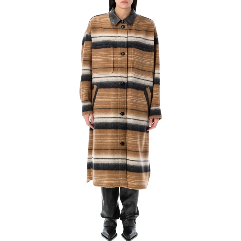 Etoile Isabel Marant Overgangsmantel Djila Overshirt Long Coat Brown