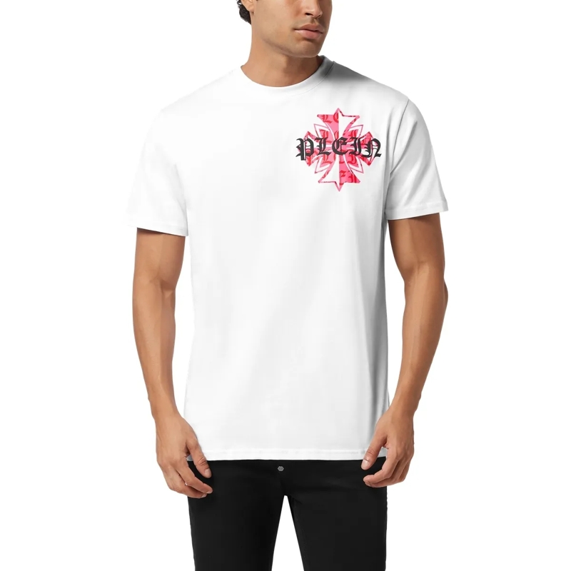 Philipp Plein T-Shirt T-Shirt Rundhalsausschnitt Ss Crest weiss