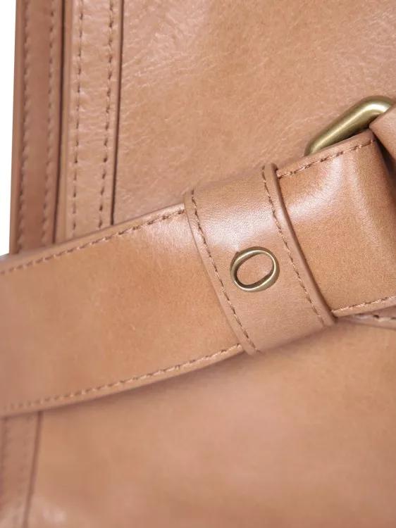 Orciani Logo Handtas met Verstelbare Schouderband Beige Dames