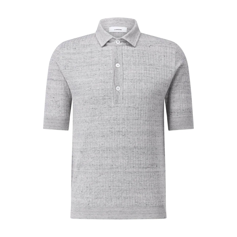 Lardini Polohemd Poloshirt aus Leinenmix grau
