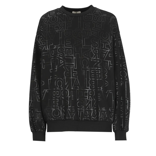 Elisabetta Franchi Black Sweatshirt With Lettering Black Camicie