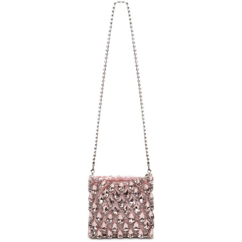 Self Portrait Schultertasche Borsa Mini con Catena e Cristalli rose