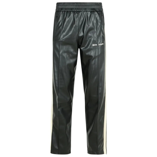 Palm Angels Track Leather' Black Polyester Blend Pants Black Jogginghosen