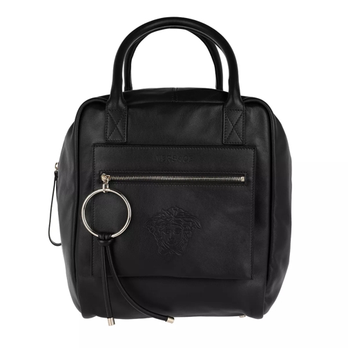 Versace Top Handle Bag Logo Black/Light Gold Borsa da shopping