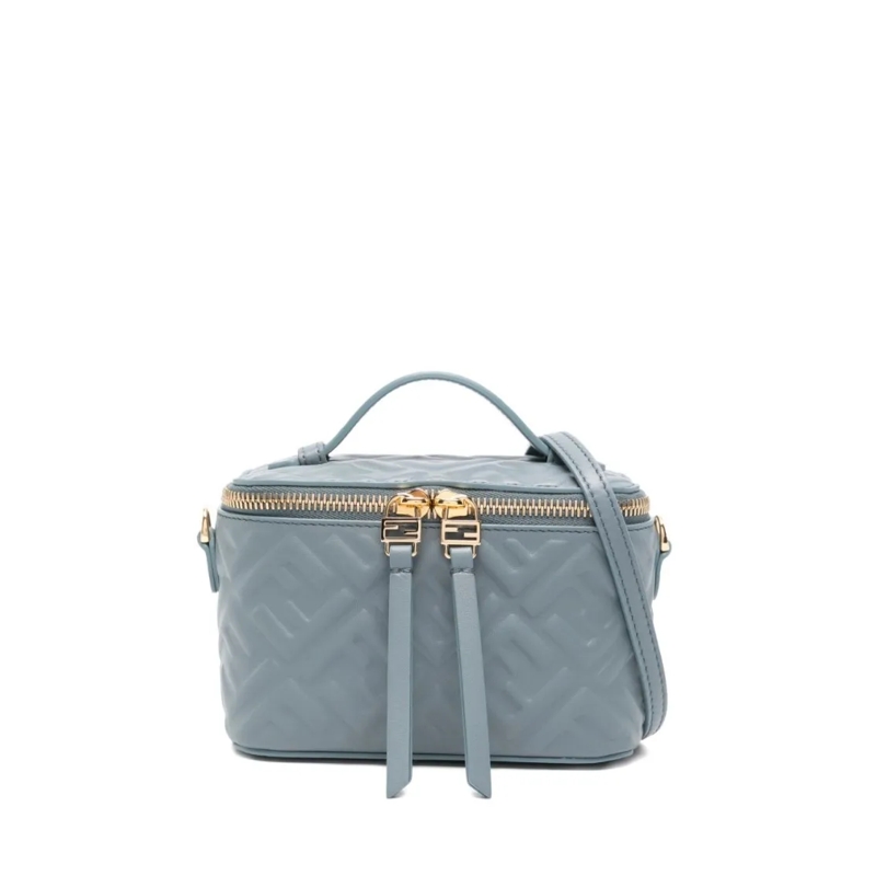 Fendi Crossbodytas Quilted Mini-Bag With Gold-Tone Zipper Blue