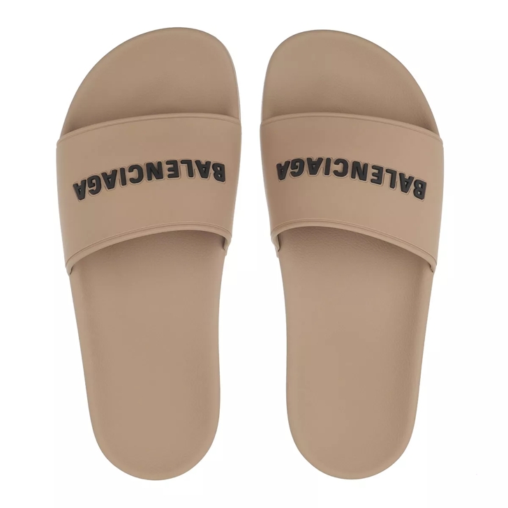 Balenciaga Slide Logo Sandals Beige Black Slide