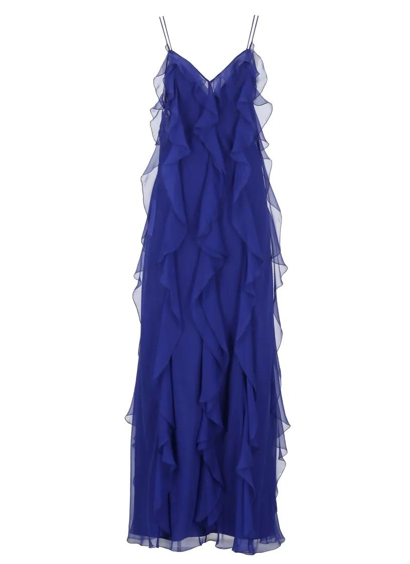 Thumbnail - Alberta Ferretti - Blue Silk Dress - Größe 42 - blue