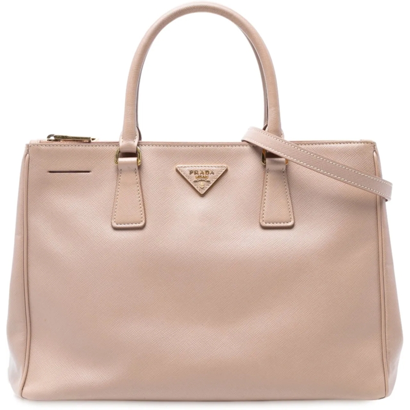 Prada Schultertasche Medium Saffiano Lux Galleria Double Zip Satchel braun