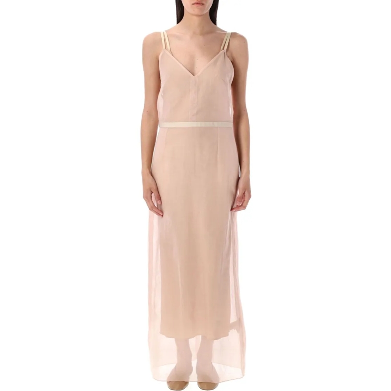 CARVEN Midi-jurk Open Back Slip Dress Neutrals