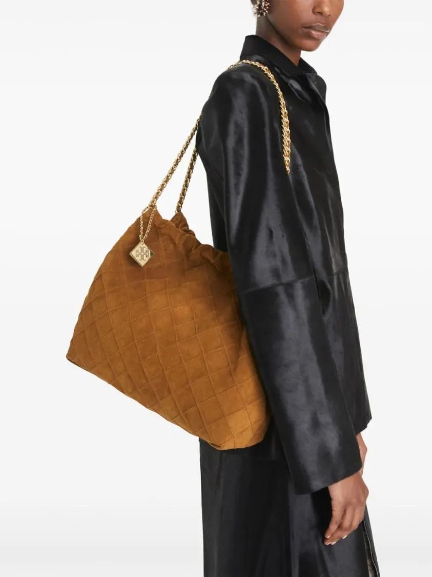 TORY BURCH Karamel suède schoudertas Brown Dames