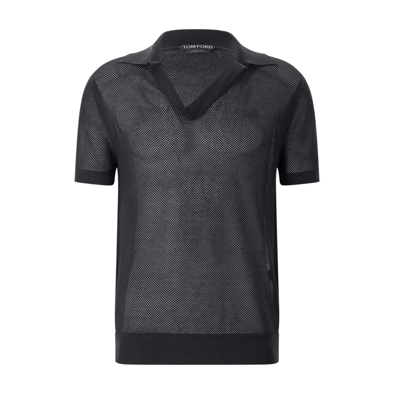 Tom Ford Polo Poloshirt mit Seide schwarz