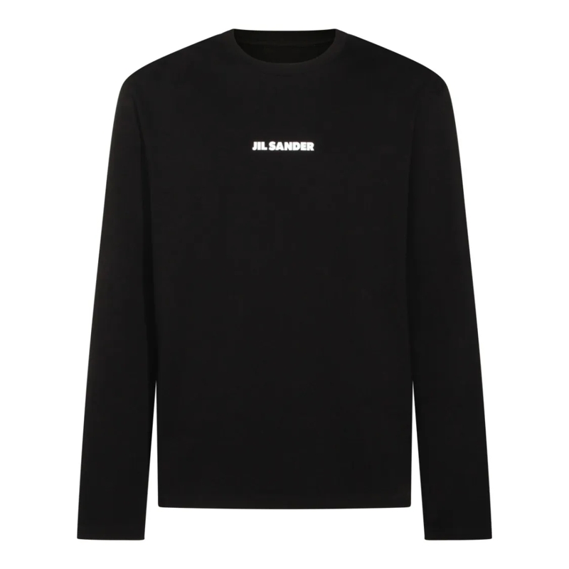 Jil Sander Top met lange mouwen Black Cotton T-Shirt Black