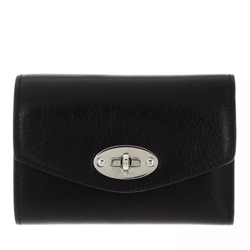 Mulberry Darley Folded Multi-Card Wallet Leather Black Tri-Fold Portemonnaie